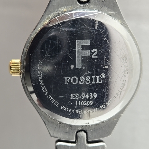 Womens Fossil F2 Date Watch Silver Gold Two Tone Bracelet New Battery ES 9439 - Picture 9 of 9